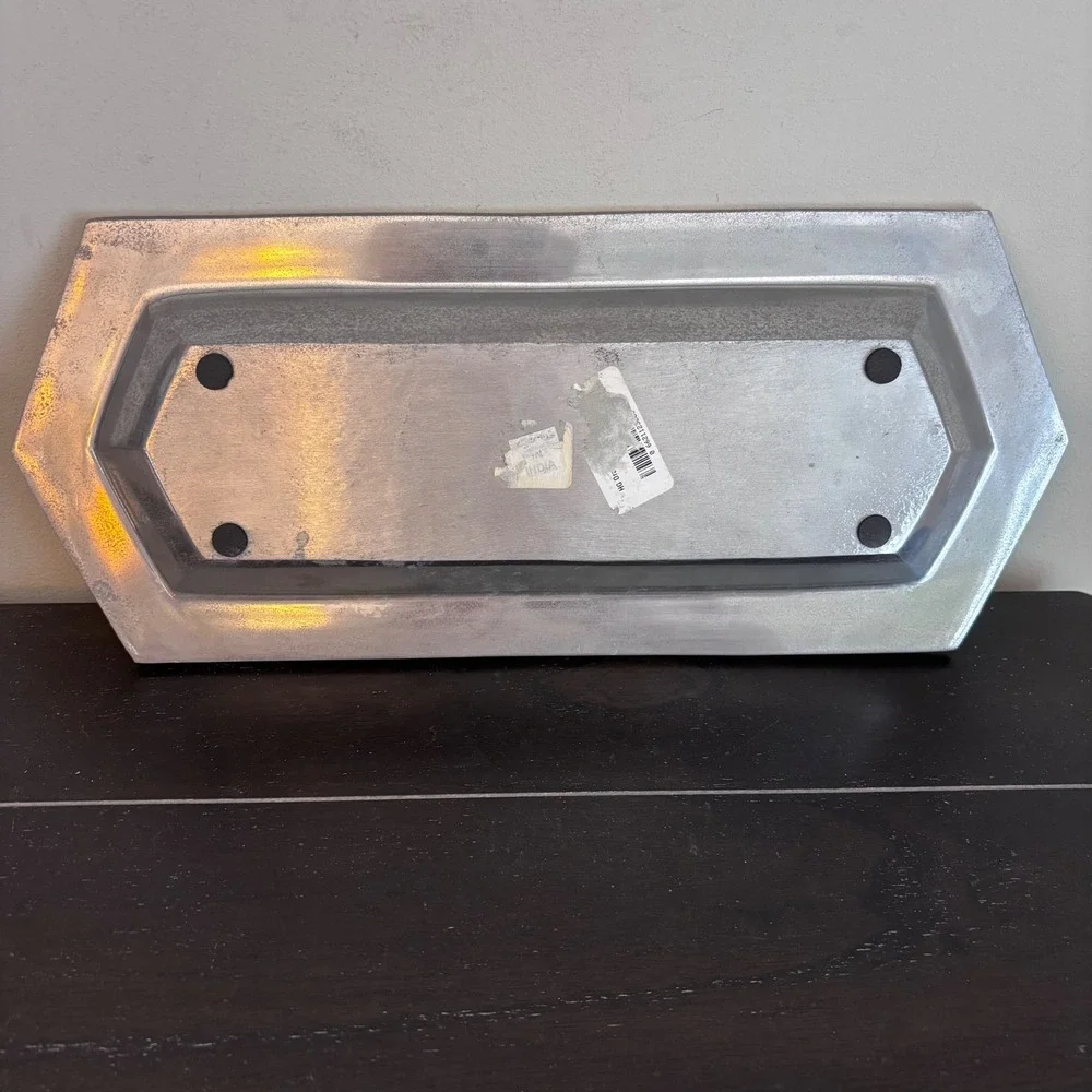 Silver Aluminum Tray | Mother of Pearl Mosaic Inlay Border‎ | Made in India